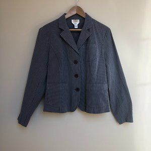 Talbots Jacket; blue with white pinstripes; size 14